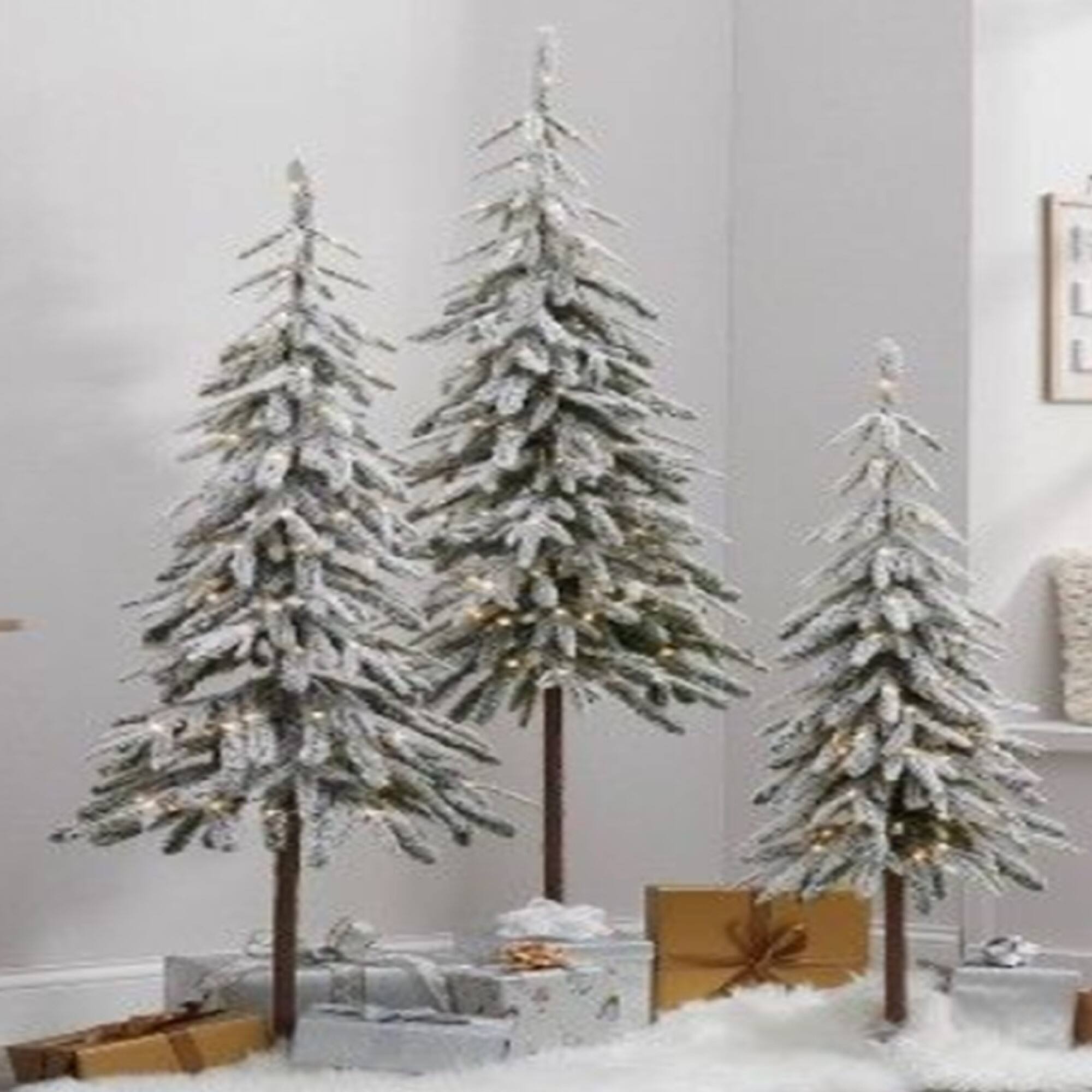 3ft. Pre-Lit Flocked Alpine Artificial Christmas Tree, Clear Lights